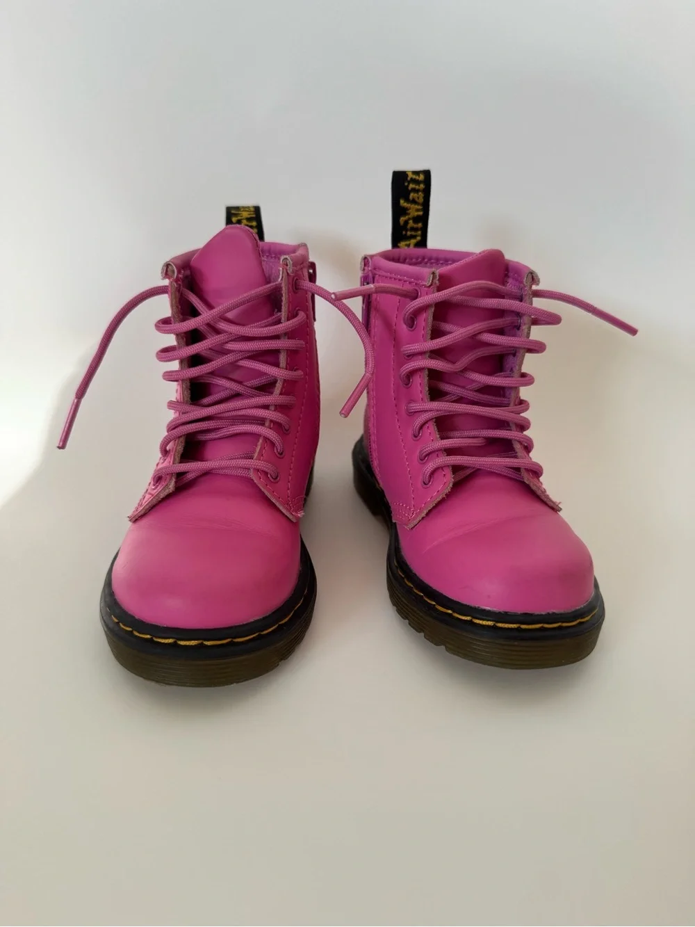 Dr. Martens Kids Hot Pink Lace-Up Combat Boots